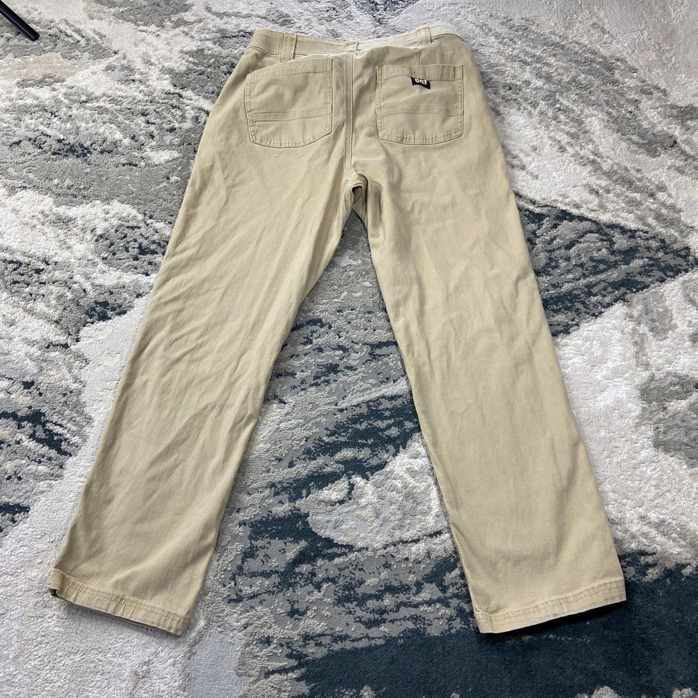 Cat Utility Pant Men 32x30 Beige Cotton Stretch Flex Waist Straight Leg Workwear - Picture 2 of 10